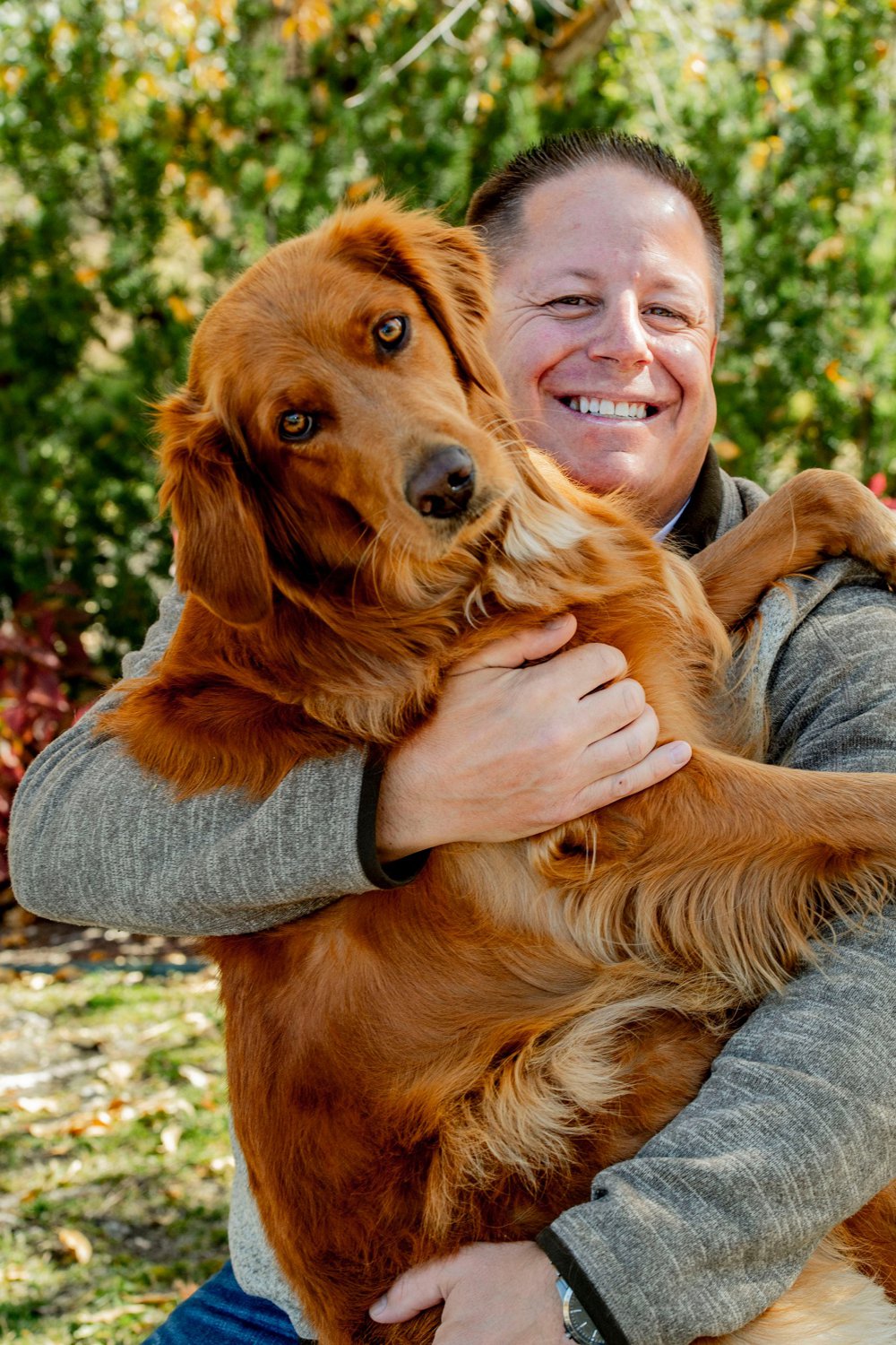 John Madron with his golden retriever Molly in Steamboat Springs