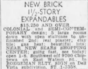 Dell Vista classified ad 1955
