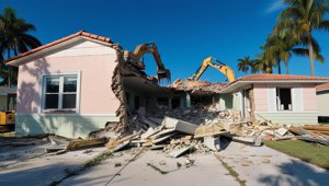 Single-story Florida house being demolished