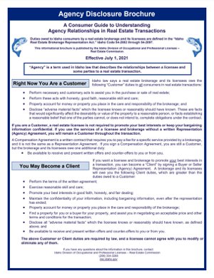 Image of the Idaho Agency Disclosure Brochure