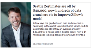 Seattle Times reports on the inaccuracy of Zillow, their data and the Zestimate. 