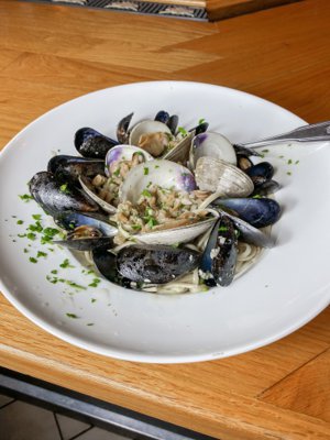 seafood dish from The Breachway Grill in Charlestown, Rhode Island
