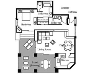Wailea Palms one bedroom floor plan