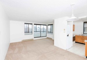 condo kitchen and living room in plainsboro