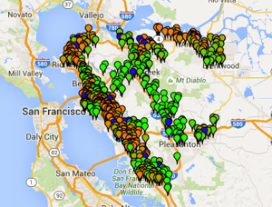 Map of Schools in East Bay