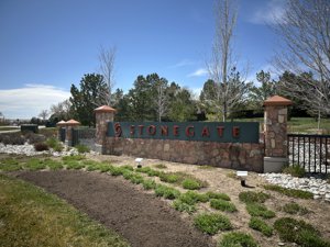 Main entrance to the Stonegate neighborhood in Parker Colorado