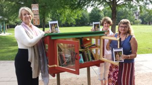 Jeannie Lyman, Sara Eggleston & Michelle Smith donate books