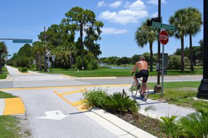 Residents biking on Legacy Trail through Palmer Ranch