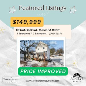 PRICE IMPROVED! - 3 BEDROOMS | 1 BATHROOM | 68 OLD PLANK RD, BUTLER PA 16001