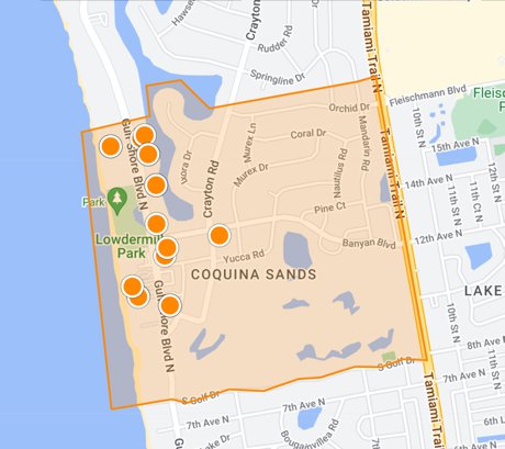 Harbour House and Coquina Sands waterfront condo map