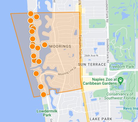 Map of The Moorings condominium search in Naples