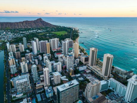 Honolulu high-rise condos along the Waikiki and Ala Moana shoreline