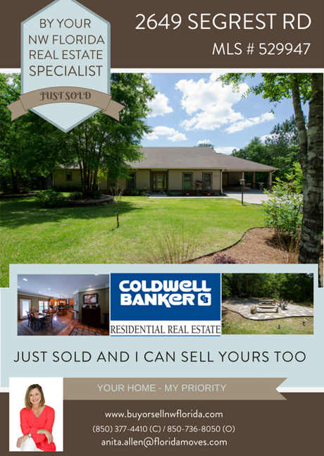 2649 Segrest Rd Pace FL  32671 SOLD BY ANITA ALLEN