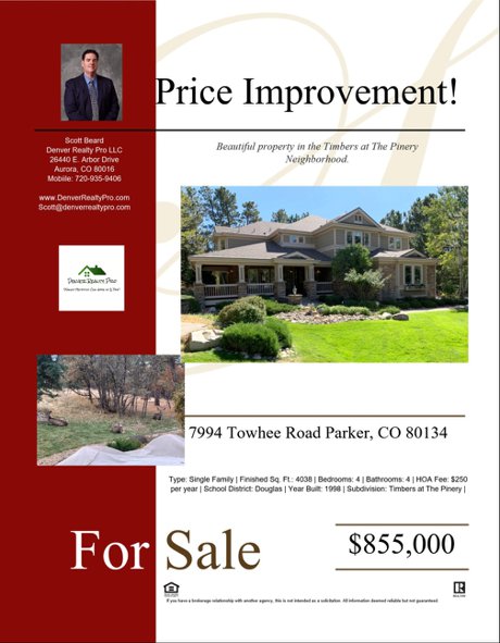 Price Improvement 7994 Towhee Road Parker, CO 80134
