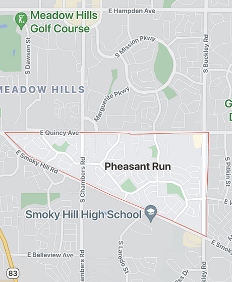 Pheasant Run Neighborhood Map Aurora, CO 