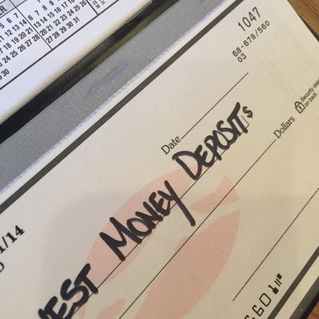 Earnest money deposit. Personal Check 