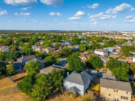 Residential neighborhood homes in Buda Texas