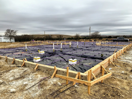 New home construction process in Buda TX showing framing stage