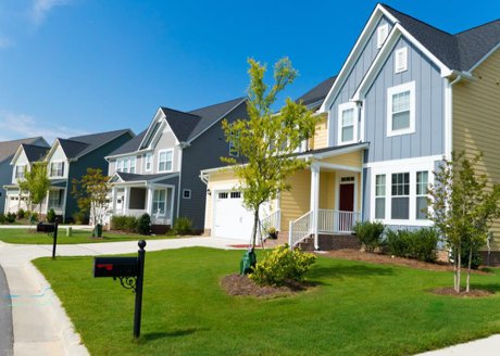 Modern neighborhood homes in Buda TX showing new construction pricing range