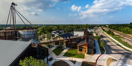 Downtown Buda Texas historic district aerial view