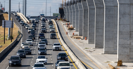 Heavy traffic congestion on IH-35 in Austin TX during rush hour