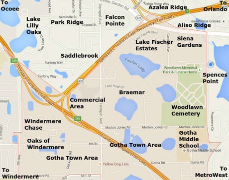 Gotha Florida Neighborhood Map