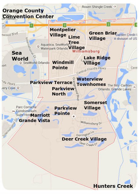 Williamsburg Florida neighborhood map