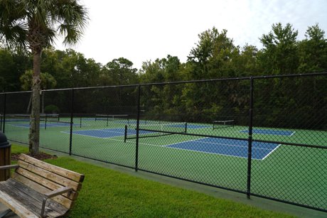 Pickleball courts beside East Lake in the East Park neighborhood of Lake Nona