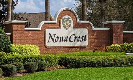 Nona Crest entrance sign in the Lake Nona area of Orlando