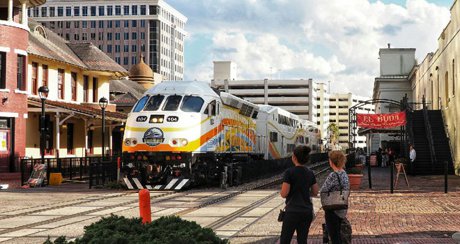 Sunrail passing through Downtown Orlando