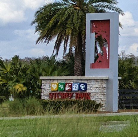 Storey Park entrance sign in the Lake Nona community