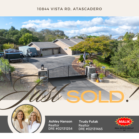 Sold! 10844 Vista Rd, Atascadero CA