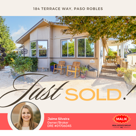 Just Sold! 184 Terrace Way, Paso Robles
