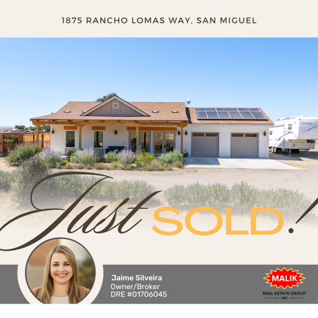 Just Sold! 1875 Rancho Lomas Way, San Miguel, CA