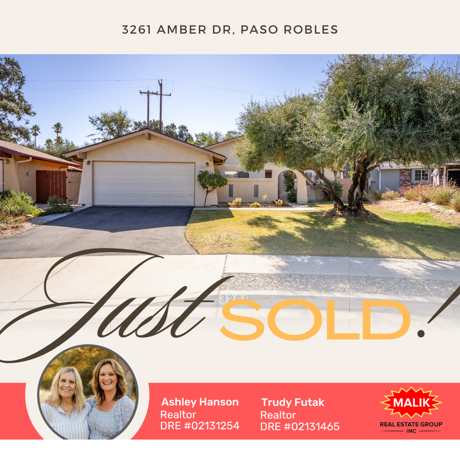 Just Sold! 3261 Amber Dr, Paso Robles