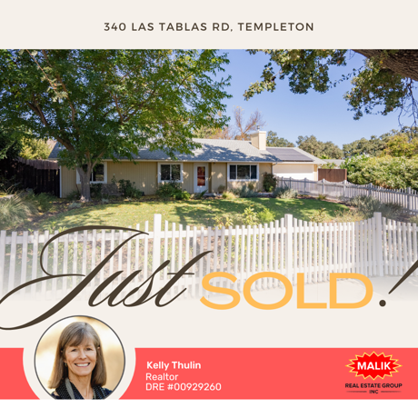Just Sold! 340 Las Tablas Rd, Templeton