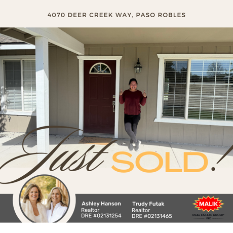 Just Sold! 4070 Deer Creek Way, Paso Robles