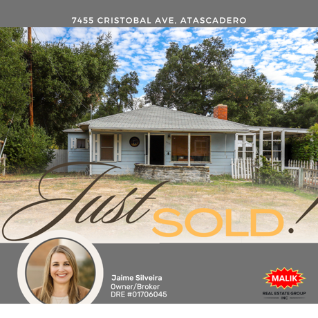 Just Sold! 7455 Cristobal Ave, Atascadero, CA