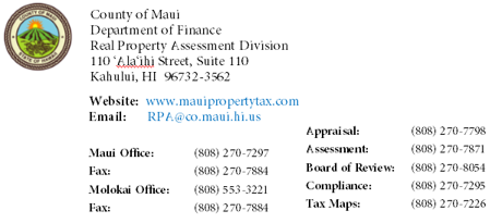 Real Property Tax Contact Information