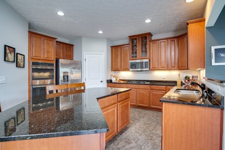 Kitchen with stainless steel appliances