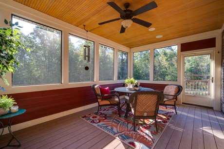 screened in deck overlooking backyard