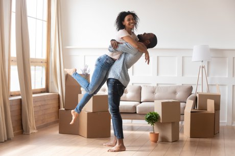 First time home buyers celebrate moving day