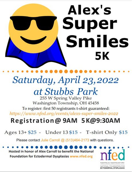 Centerville Alex's Super Smile 5K Race Scheduled for April 23
