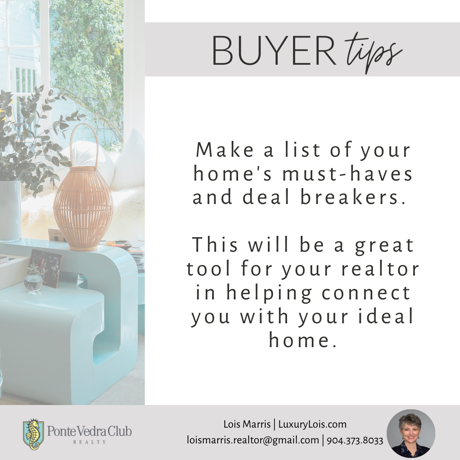 Home Buyer Tip - Create a List of Needs Vs Wants