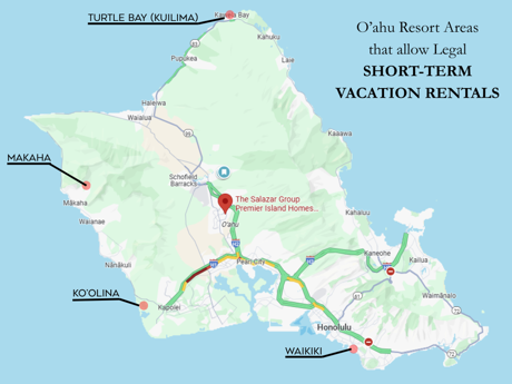 Map of O'ahu Resort Areas