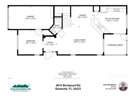 4015 Burlwood Rd  Sarasota FL 34233 First Floor Plan