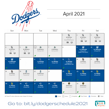 Dodgers schedule deals