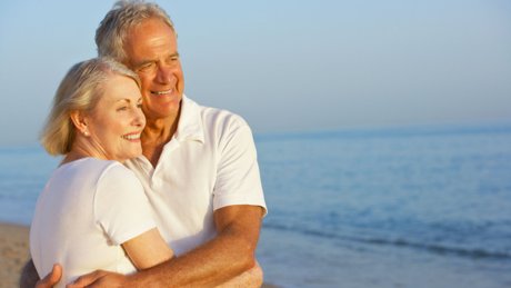 Seniors enjoying a beach near community of Palmer Ranch