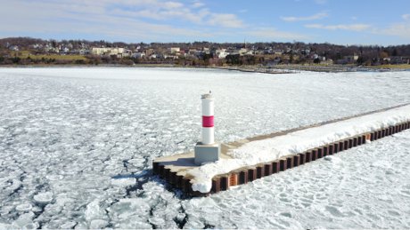 petoskey winter lighthouse lake photo