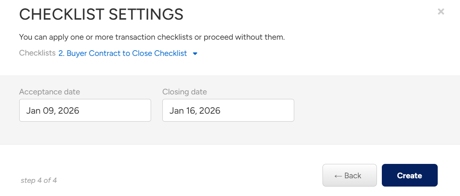 Brokermint - Checklist settings with acceptance and closing date